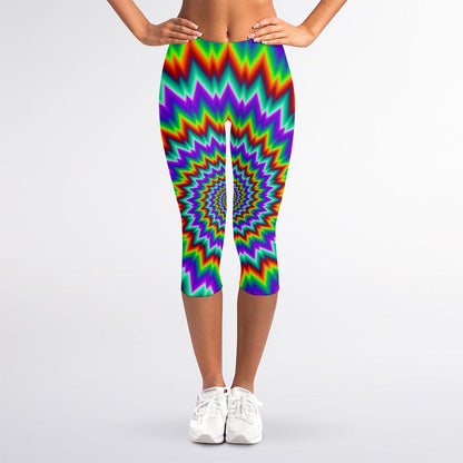 Psychedelic Spiral Optical Illusion Women's Capri Leggings