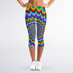 Psychedelic Spiral Optical Illusion Women's Capri Leggings