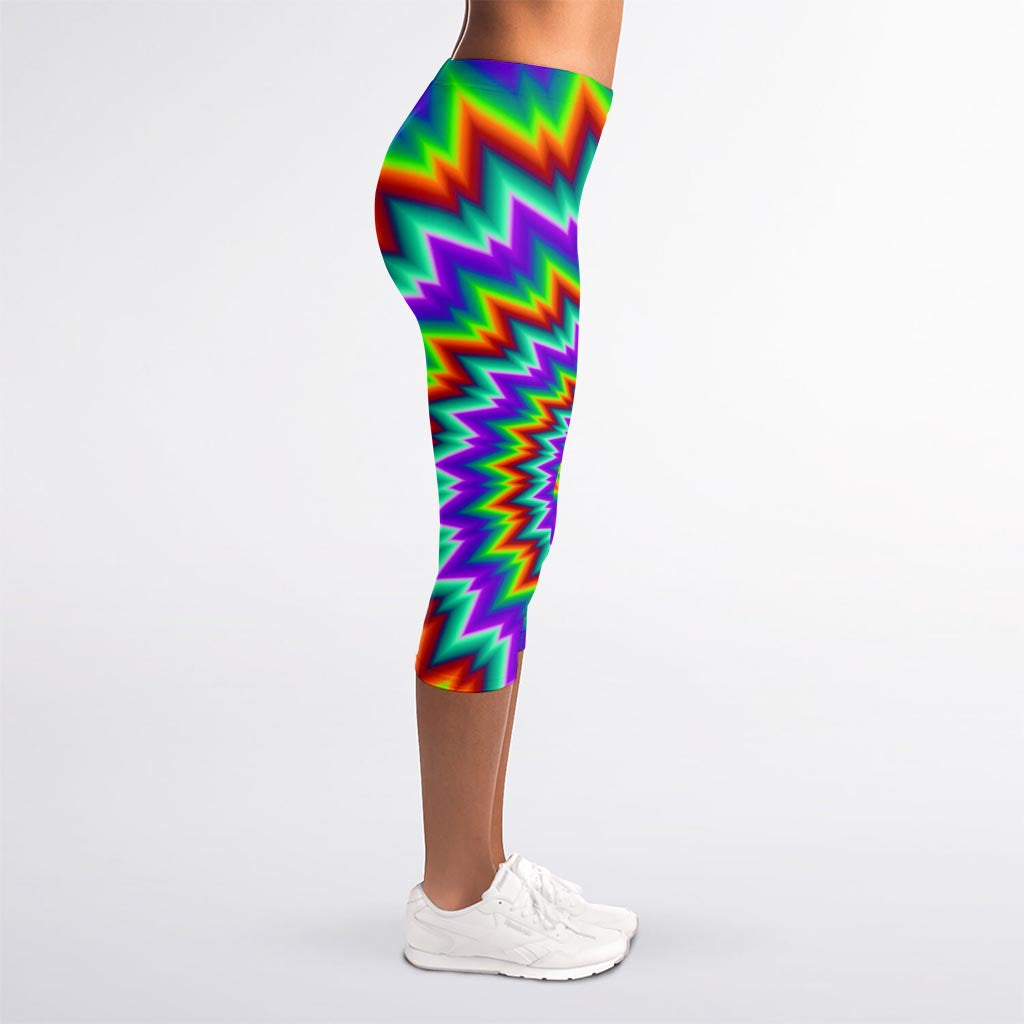 Psychedelic Spiral Optical Illusion Women's Capri Leggings