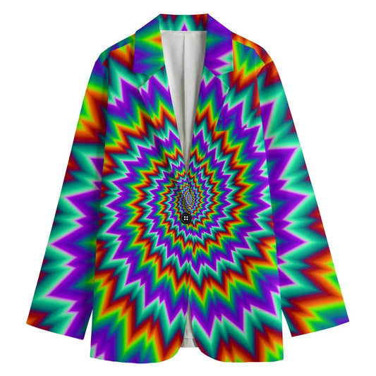 Psychedelic Spiral Optical Illusion Women's Cotton Blazer
