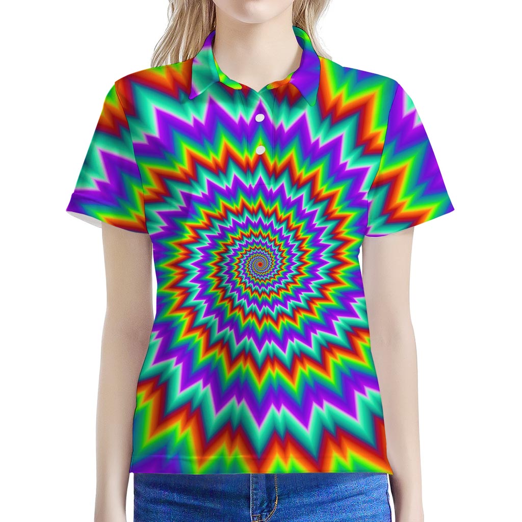 Psychedelic Spiral Optical Illusion Women's Polo Shirt