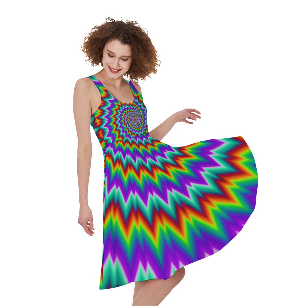 Psychedelic Spiral Optical Illusion Women's Sleeveless Dress
