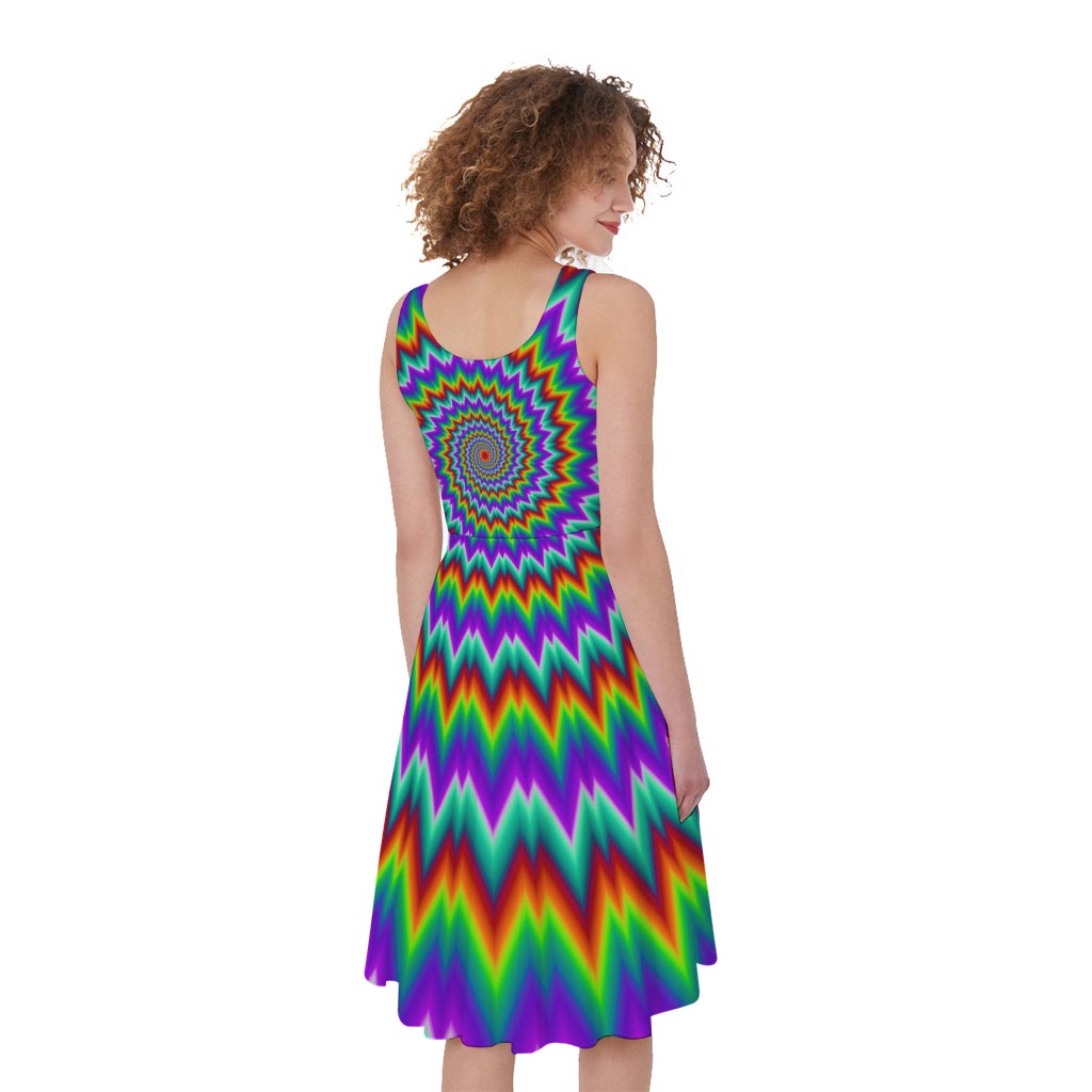 Psychedelic Spiral Optical Illusion Women's Sleeveless Dress