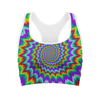 Psychedelic Spiral Optical Illusion Women's Sports Bra