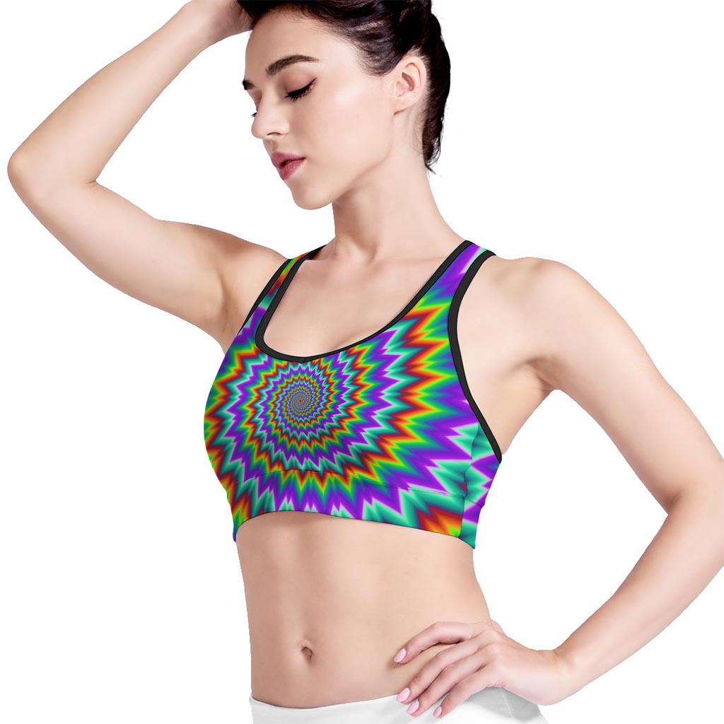 Psychedelic Spiral Optical Illusion Women's Sports Bra