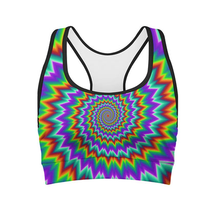 Psychedelic Spiral Optical Illusion Women's Sports Bra