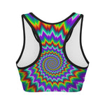 Psychedelic Spiral Optical Illusion Women's Sports Bra