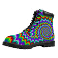 Psychedelic Spiral Optical Illusion Padded Collar Lace Up Boots