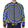 Psychedelic Spiral Optical Illusion Zip Sleeve Bomber Jacket