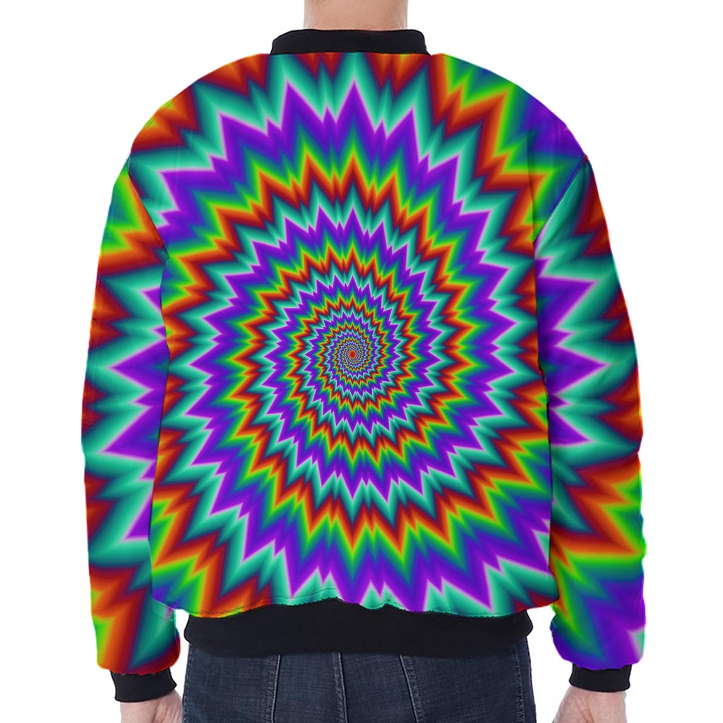 Psychedelic Spiral Optical Illusion Zip Sleeve Bomber Jacket