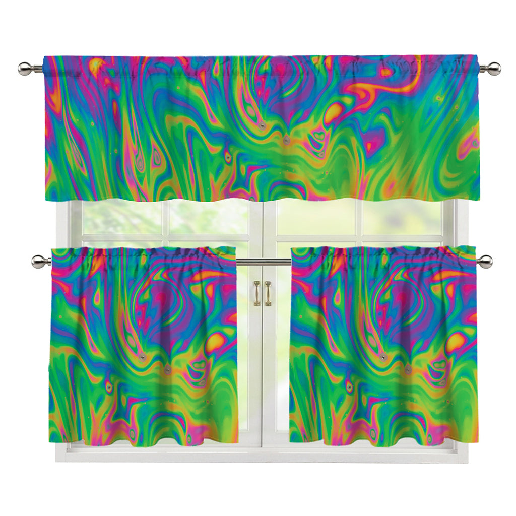 Psychedelic Surface Print 3 Piece Kitchen Curtains