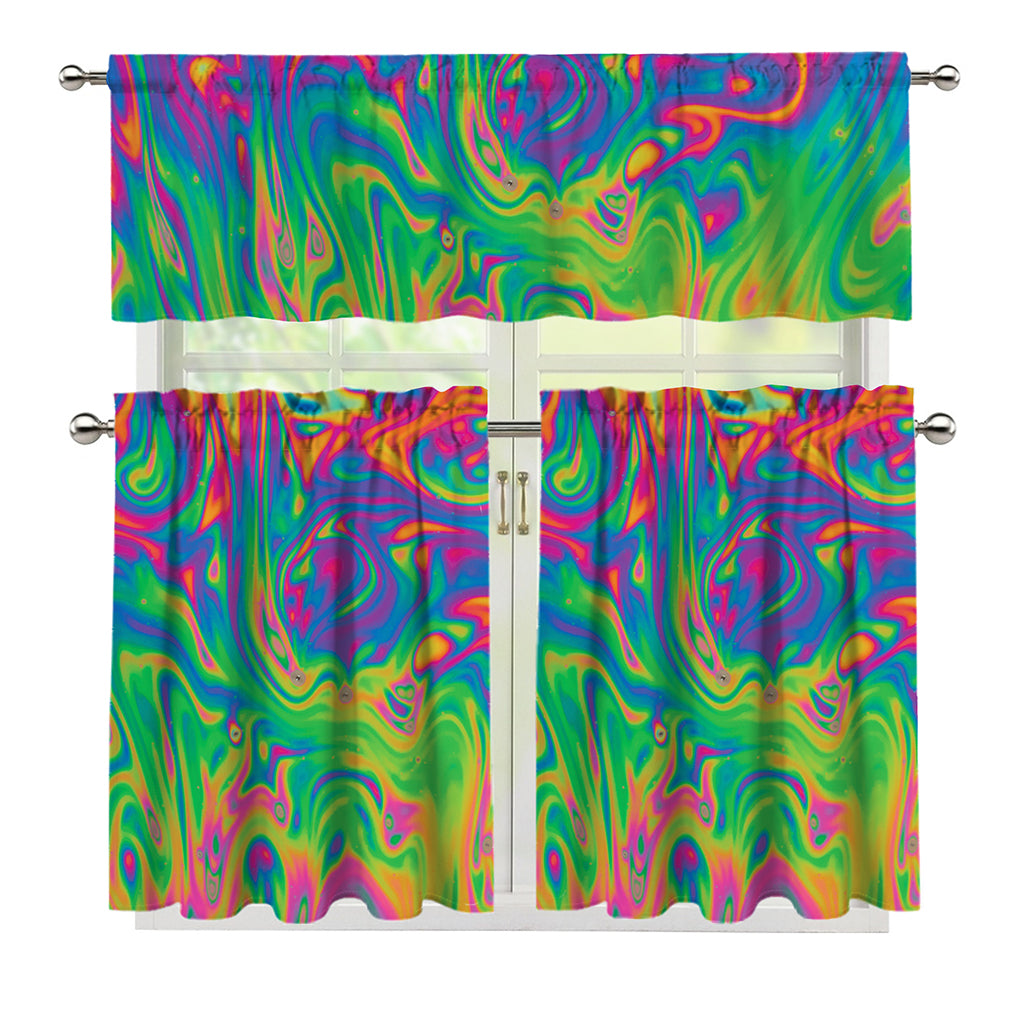 Psychedelic Surface Print 3 Piece Kitchen Curtains