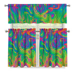 Psychedelic Surface Print 3 Piece Kitchen Curtains