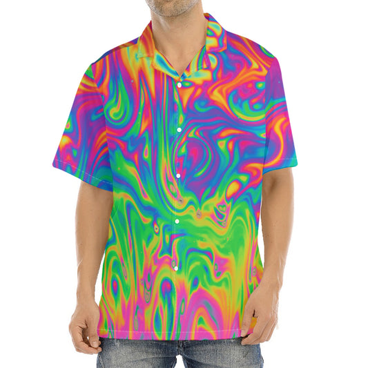 Psychedelic Surface Print Aloha Shirt