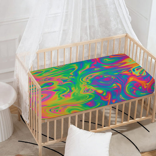 Psychedelic Surface Print Baby Crib Sheet