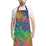 Psychedelic Surface Print Bib Apron With Pocket