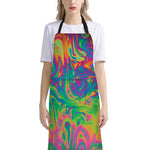 Psychedelic Surface Print Bib Apron With Pocket