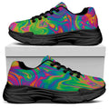 Psychedelic Surface Print Black Chunky Shoes
