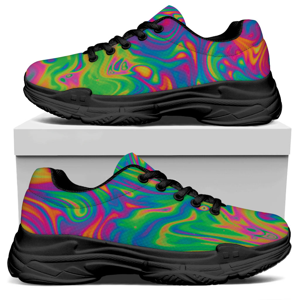 Psychedelic Surface Print Black Chunky Shoes