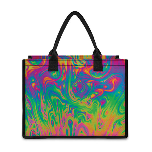 Psychedelic Surface Print Canvas Tote Bag