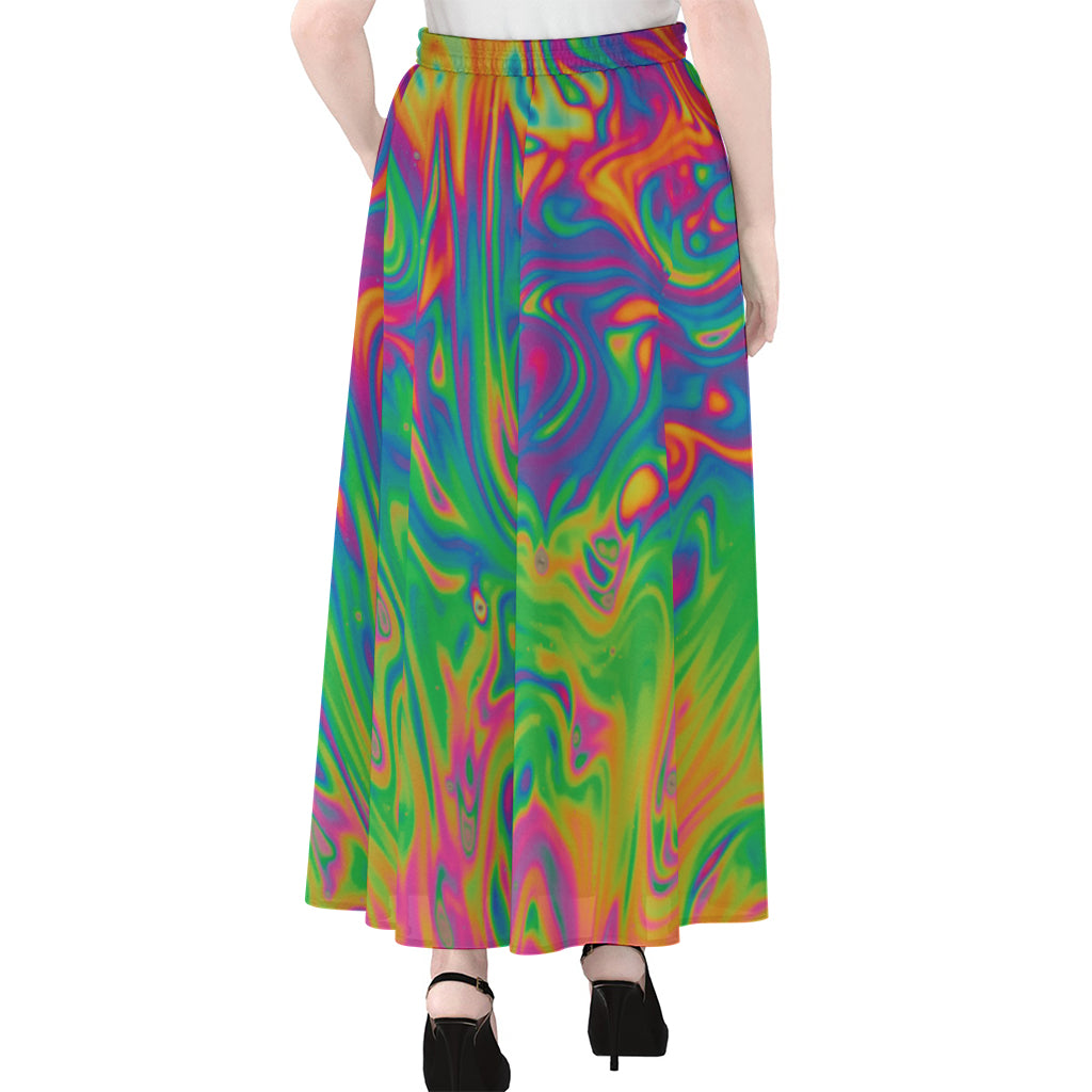 Psychedelic Surface Print Chiffon Maxi Skirt