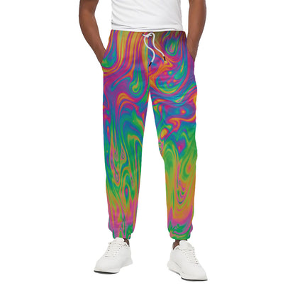 Psychedelic Surface Print Cotton Pants