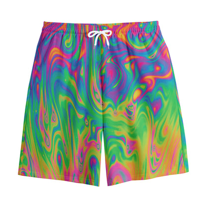 Psychedelic Surface Print Cotton Shorts