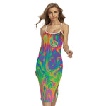 Psychedelic Surface Print Cross Back Cami Dress