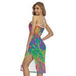 Psychedelic Surface Print Cross Back Cami Dress