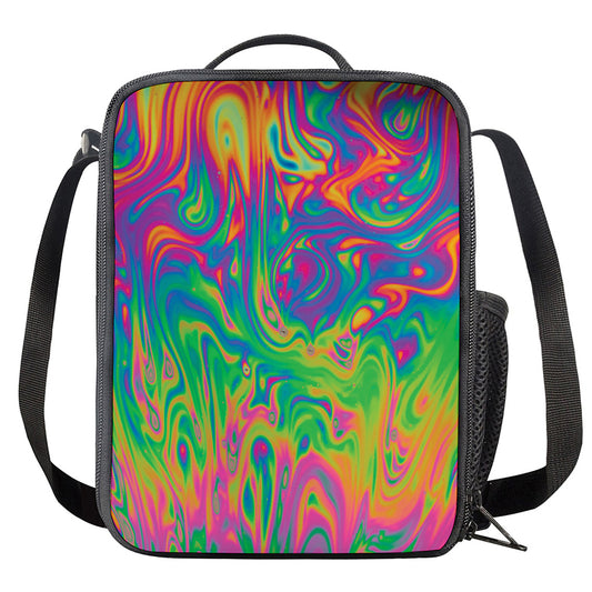 Psychedelic Surface Print Crossbody Lunch Bag