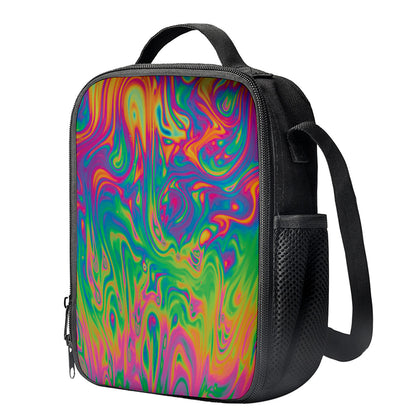 Psychedelic Surface Print Crossbody Lunch Bag