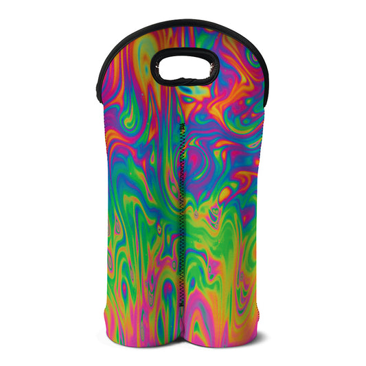 Psychedelic Surface Print Double Neoprene Wine Tote