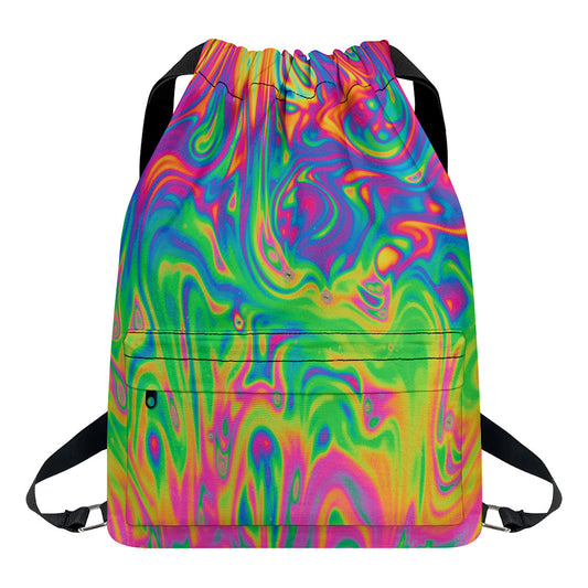 Psychedelic Surface Print Drawstring Backpack