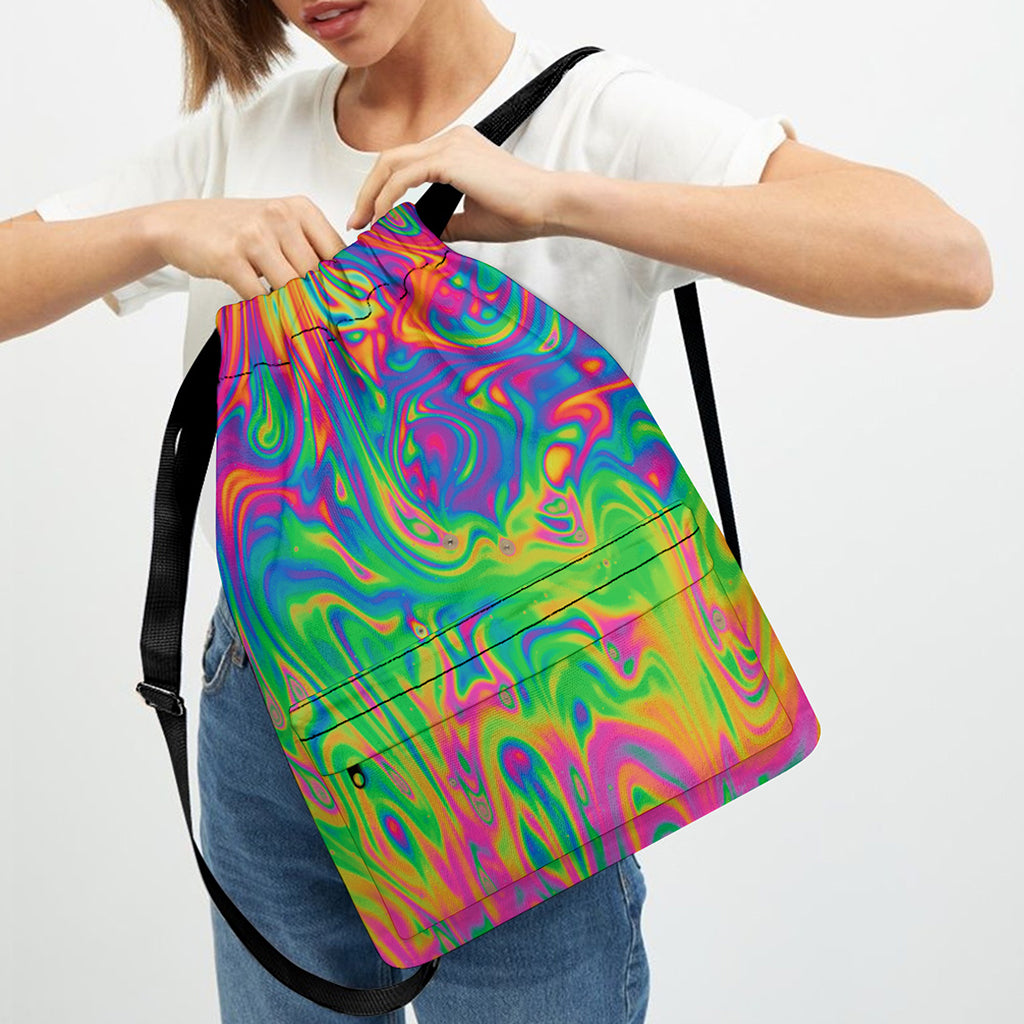 Psychedelic Surface Print Drawstring Backpack