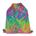 Psychedelic Surface Print Drawstring Bag