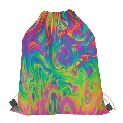 Psychedelic Surface Print Drawstring Bag