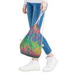 Psychedelic Surface Print Drawstring Bag