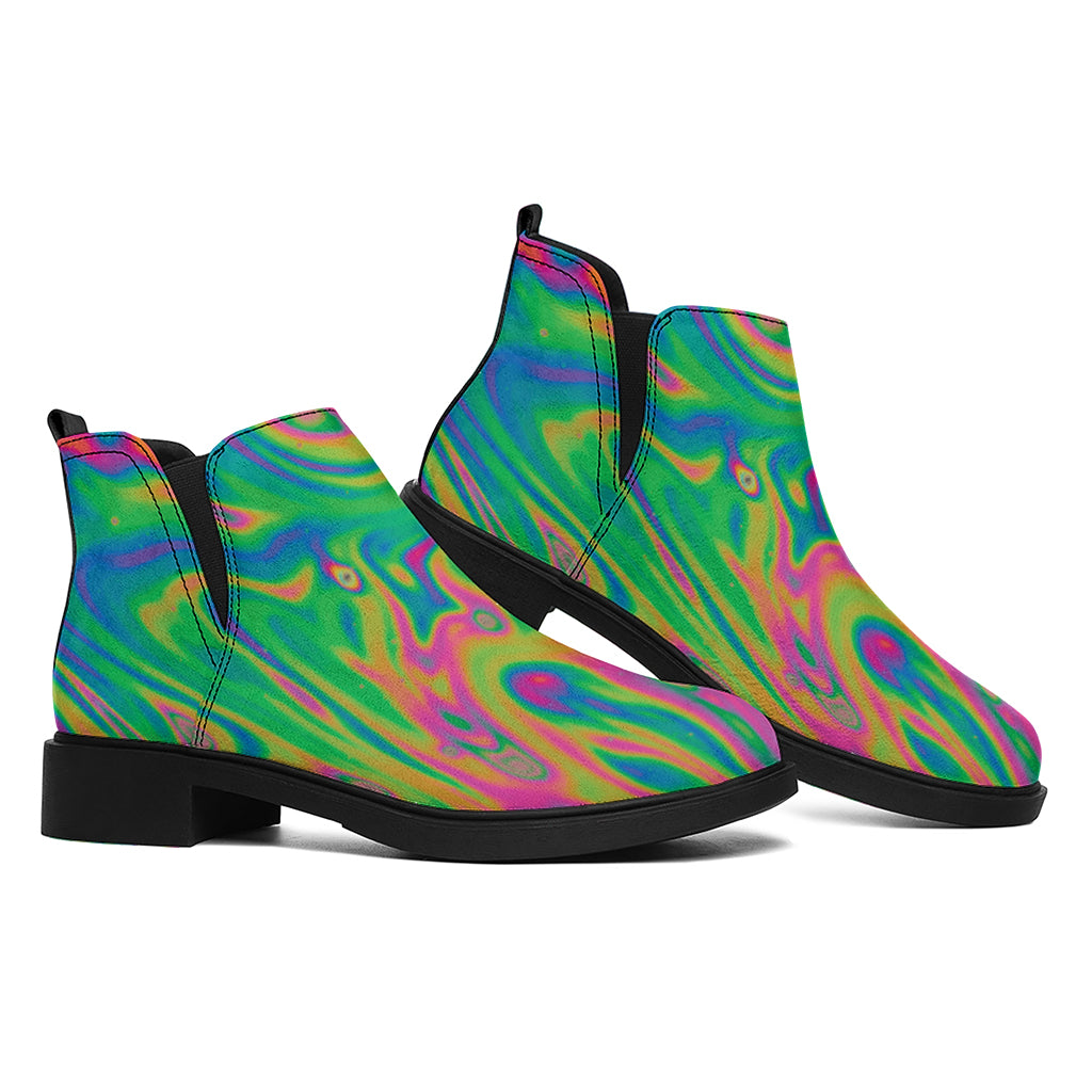 Psychedelic Surface Print Flat Ankle Boots