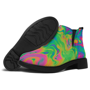 Psychedelic Surface Print Flat Ankle Boots