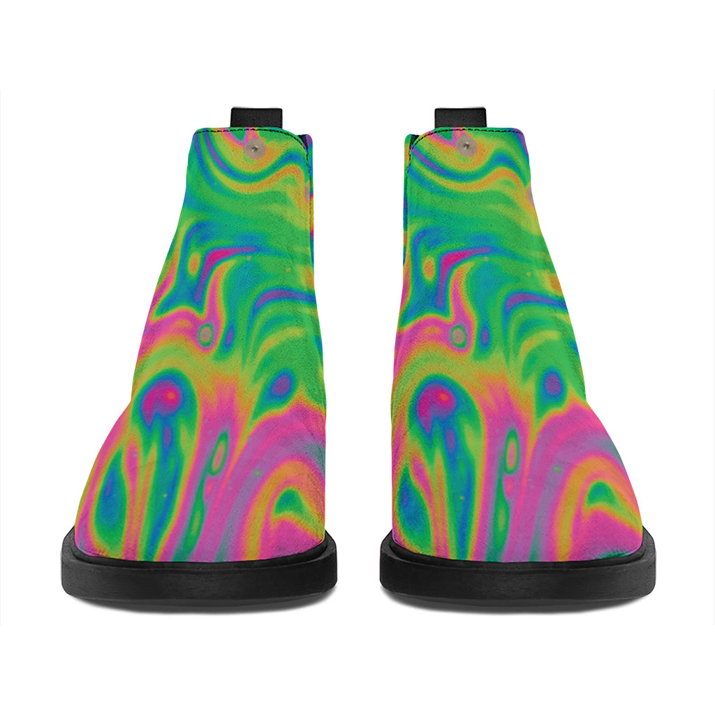 Psychedelic Surface Print Flat Ankle Boots