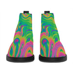 Psychedelic Surface Print Flat Ankle Boots