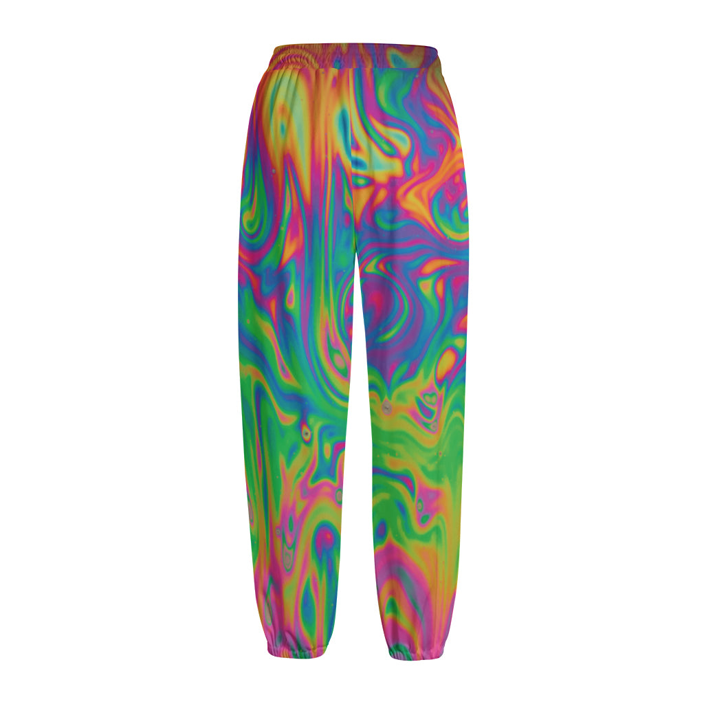 Psychedelic Surface Print Fleece Lined Knit Pants