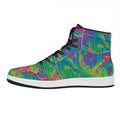 Psychedelic Surface Print High Top Leather Sneakers