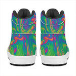 Psychedelic Surface Print High Top Leather Sneakers