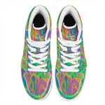 Psychedelic Surface Print High Top Leather Sneakers