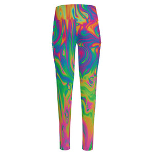 Psychedelic Surface Print High-Waisted Pocket Leggings