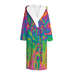 Psychedelic Surface Print Hooded Bathrobe