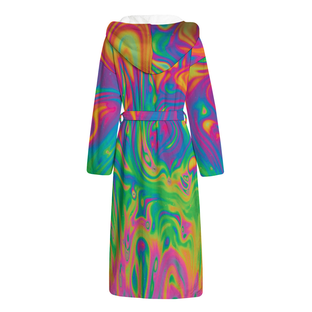 Psychedelic Surface Print Hooded Bathrobe