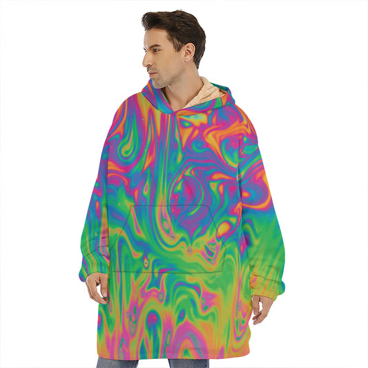 Psychedelic Surface Print Hoodie Blanket