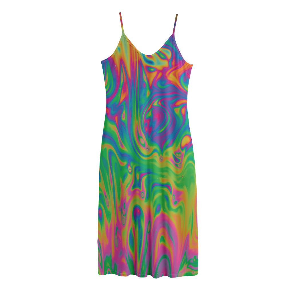 Psychedelic Surface Print Jersey Midi Cami Dress